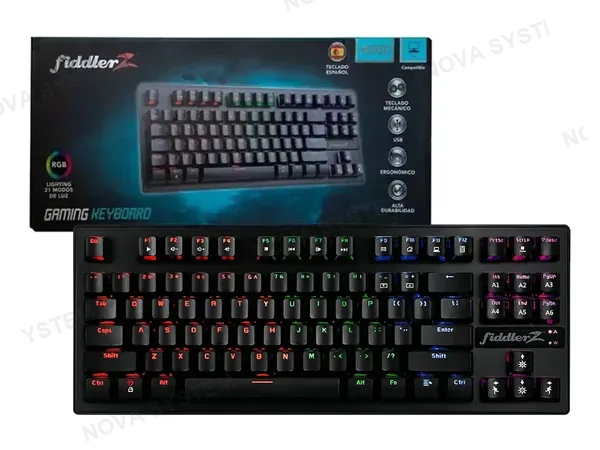 TECLADO GAMER FIDDLER KD900 (FD-KD900) MECANICO RGB, NEGRO, TKL 80%
