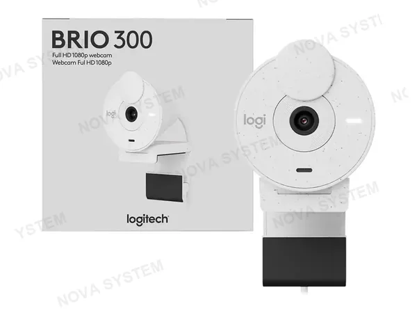 CAMARA WEB LOGITECH BRIO 300 (960-001440) FHD 1920 X 1080, MICRÓFONO INCORPORADO, CONEXION USB C, 4 MEGAPIXELES, LENTE DE CRISTAL, BLANCO