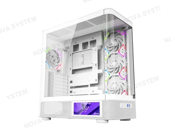 CASE XYZ QUANTUMPRO PRO S/FUENTE (X-CS-QUANTUMPRO-W) PANELES DE VIDRIO TEMPLADO, 4 VENTILADORES, PANTALLA, BLANCO