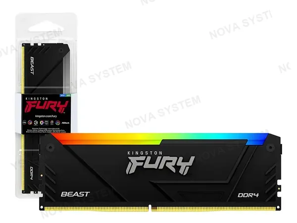 MEMORIA RAM KINGSTON FURY DDR4 8GB BEAST (KF432C16BB2A/8) 3200 MHZ, NEGRO, RGB
