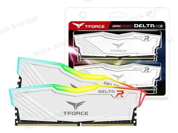 MEMORIA RAM TEAMGROUP DDR4 16GB (8GBX2) T-FORCE DELTA RGB (TF4D416G3600HC18JDC01) 3600 MHZ, BLANCO, CL18
