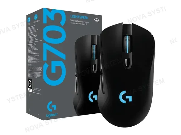 MOUSE INALAMBRICO LOGITECH GAMING G703 LIGHTSPEED (910-005639) HASTA 25.600 DPI, RECEPTOR USB, 6 BOTONES