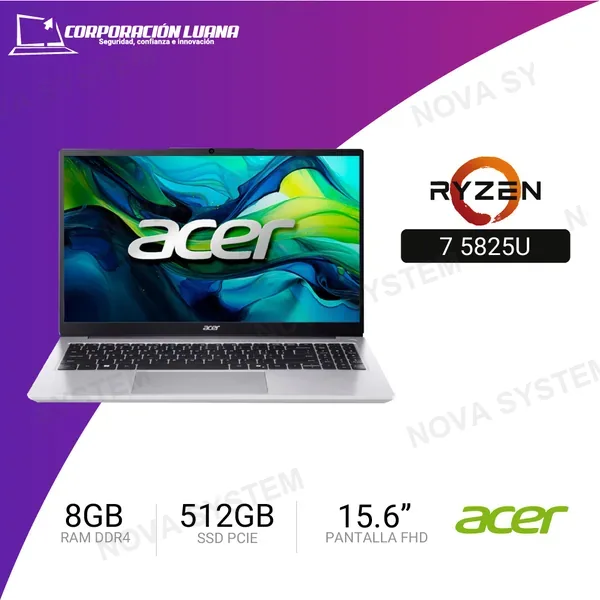 LAPTOP ACER ASPIRE LITE 15 AMD RYZEN 7 5825U ( AL15-43P-R8W7 ) RAM 8GB DDR4 | SSD 512GB | 15.6"