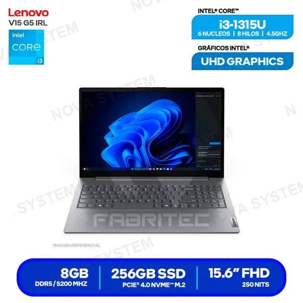 LENOVO Laptop Lenovo V15 G5 IRL Intel Core i3-1315U RAM 8GB Disco 256GB SSD 15.6" FHD FreeDOS (83GW005NLD)