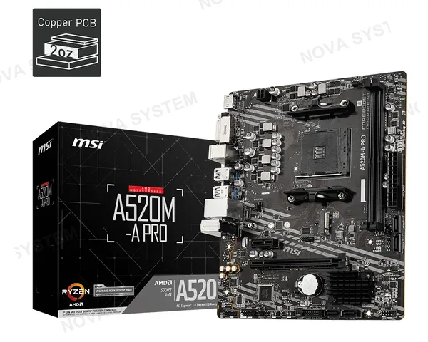 MSI A520M-A PRO Placa Madre Chipset AMD A520 Socket AMD AM4 mATX