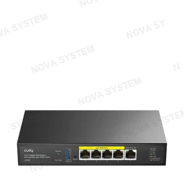 CUDY CUDY C200P Router VPN Gigabit 2 en 1 Controlador de punto de acceso con 4 puertos PoE+