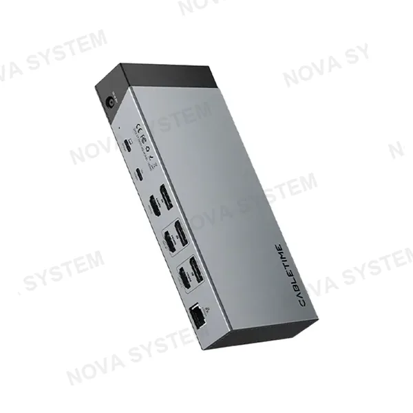 CABLETIME CABLETIME TB20G Estación de Acoplamiento 20 Puertos Thunderbolt 4 con DisplayLink CT-TB201-AG