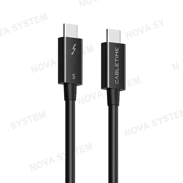 CABLETIME CABLETIME CT50G Cable USB-C Thunderbolt 5 Certificado 240W 120Gbps 8K 0.8m CT-TB5-PB0.8