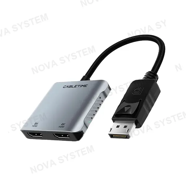CABLETIME CABLETIME CB74G Adaptador DisplayPort 8K a HDMI 4K Dual CT-DM2H8K-AG