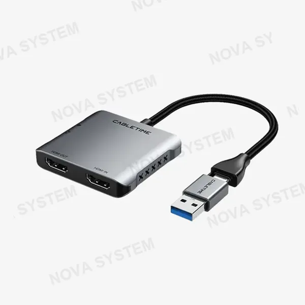 CABLETIME CABLETIME CB67G Capturador de Video HDMI 4K Dual Hembra a USB-A/USB-C Macho CT-ACHC3L-AG