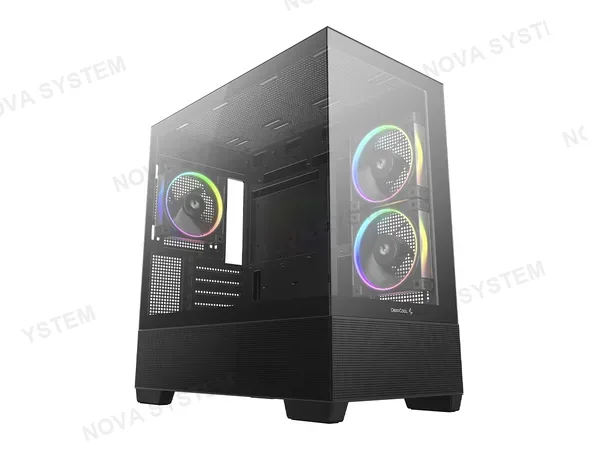 CASE DEEPCOOL CG380 3F (R-CG380-BKAGM3-G) PANELES DE VIDRIO, 3 VENTILADORES, LED ARGB, NEGRO-34072