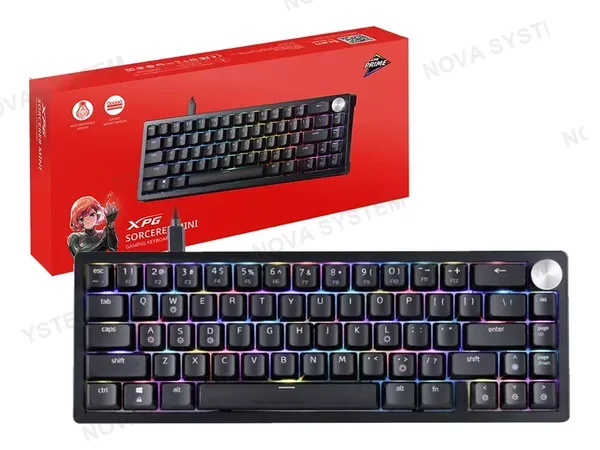 TECLADO MECANICO GAMER XPG SORCERER MINI (RD-BKCES) MECANICO, 65%, SWITCH RED, RGB, NEGRO