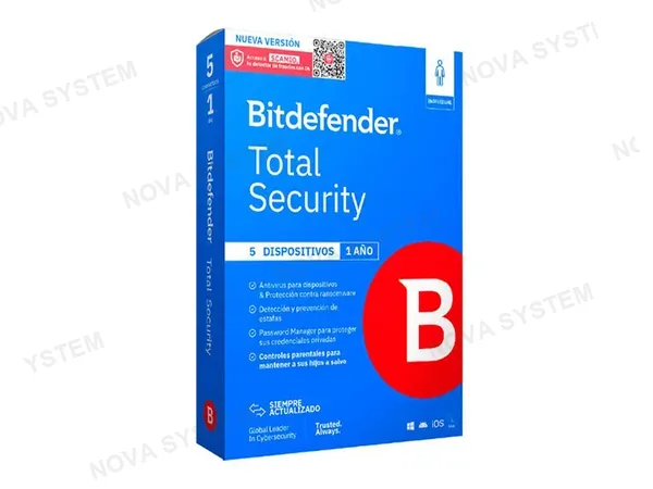 ANTIVIRUS BITDEFENDER TOTAL SECURITY ( B11030034 ) 5 DISPOSITIVOS 12 MESES (CAJA)