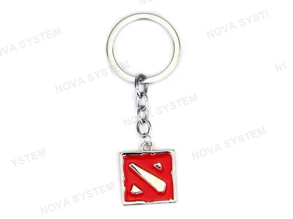 LLAVERO DOTA LOGO GOLD, COLOR ROJO DE BORDES DORADO, FORMA CUADRARA, 2 MOD ( DOTA 2 LOGO GOLD )