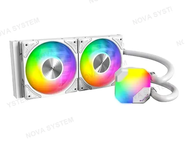 SISTEMA DE ENFRIAMIENTO LIQUIDO MONTECH HYPERFLOW ARGB 240 (ELPCMT0002) 2 VENTILADORES, 240MM, LED ARGB, BLANCO