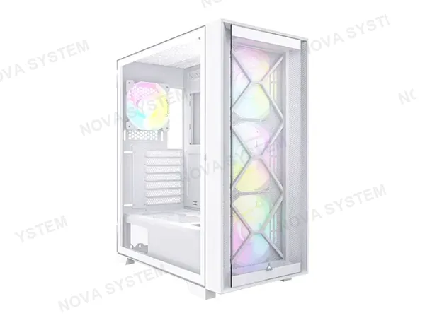 CASE MONTECH AIR 1000 PREMIUM (4710562749779) PANEL DE VIDRIO, 4 VENTILADORES, LED ARGB, BLANCO