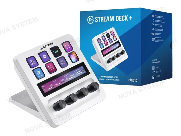 TECLADO PARA STREAM DECK, ELGATO, WHITE EDITION 8 BOTONES LCD PERSONALIZABLES ( 10GBD9911 )