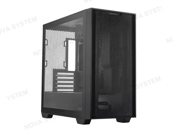 CASE ASUS A21 CON MALLA S/FUENTE (90-C-ASUS-A21_BK) PANEL DE VIDRIO, NEGRO, MICRO ATX