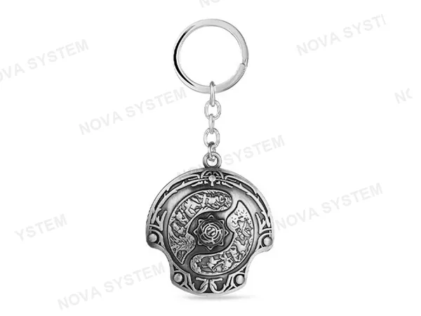 LLAVERO DOTA CHAMPION SHIELD, BRONZE QUEMADO, FORMA DE ESCUDO, 2 MOD (CHAMPION SHIELD SILVER)