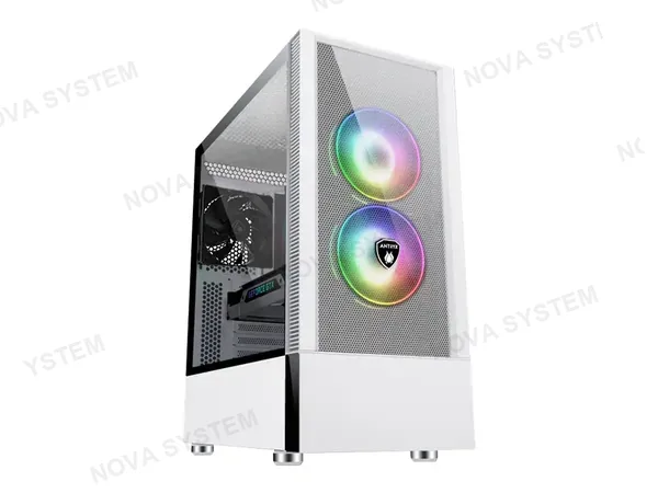 CASE ANTRYX RX-460 MESH WHITE S/FUENTE (AC-RX460MW) PANEL DE VIDRIO, 3 VENTILADORES, LED ARGB, BLANCO