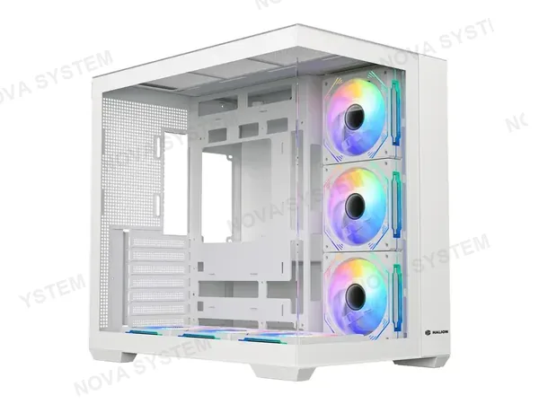 CASE HALION FISH TANK C708 W (FISH TANK C708 W) PANEL DE VIDRIO FRONTAL Y LALERAL, 6 VENTILADORES, BLANCO