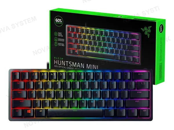 TECLADO GAMER RAZER HUNTSMAN MINI (RZ03-03392900-R311) MECANICO, SWITCH PURPLE, LED RGB, ES, NEGRO