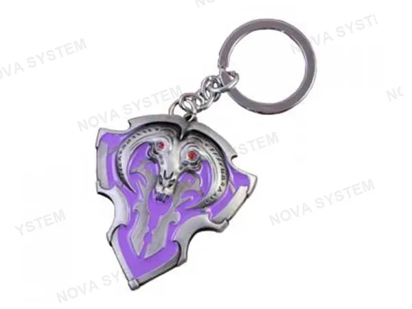 LLAVERO DOTA VANGUARD SHIELD, COLOR BRONZE, CABEZA DE CABRA ENDEMONIADA OJOS ROJOS, 2 MOD (VANGUARD SHIELD)