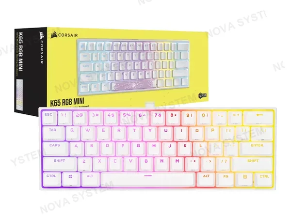 TECLADO GAMER CORSAIR K65 RGB MINI 60% CHERRY MX SPEED BLANCO (CH-9194114-NA )