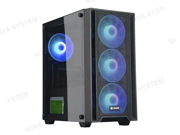 CASE HALION RAGNAROK FUENTE 550W (RAGNAROK 321) PANEL DE VIDRIO TEMPLADO, MALLA FRONTAL, 4 VENTILADORES RGB