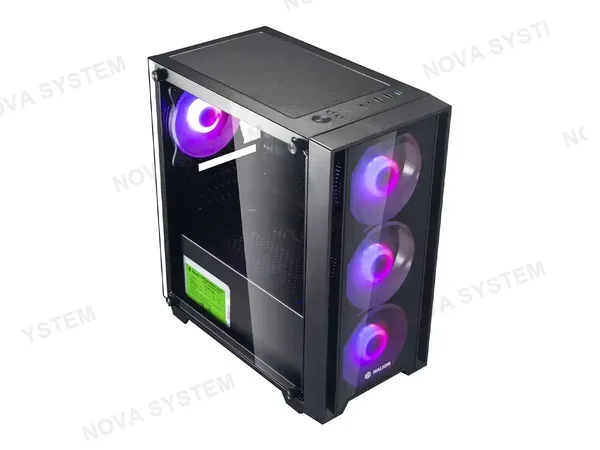 CASE HALION RAGNAROK FUENTE 550W (RAGNAROK 320) PANEL LATERAL Y FRONTAL DE VIDRIO TEMPLADO, 4 VENTILADORES RGB