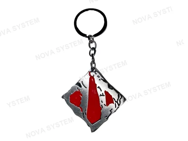 LLAVERO DOTA, COLOR PLATA, FORMA CUADRADO, 2 MOD ( PENDANT RED Y SILVER )