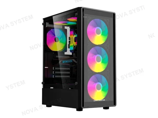 CASE DATAONE GAMER ZIGMA G02 S/FUENTE (ZIGMA-G02) VIDRIO TEMPLADO, 4X12, LED ARGB, NEGRO
