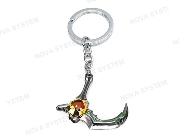 LLAVERO DOTA, COLOR DORADO EN FORMA DE GARRA, CON ESFERA ROJO INCRUSTADA, 2 MOD ( SLARK SKADI SILVER )