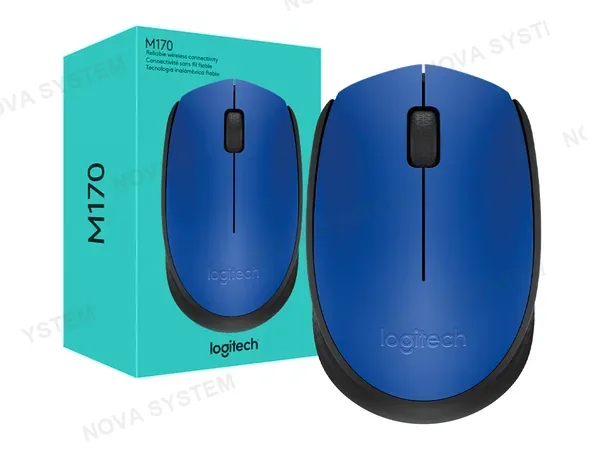 MOUSE INALAMBRICO LOGITECH M170 (910-004800) HASTA 1000 DPI, RECEPTOR USB, 3 BOTONES, AZUL