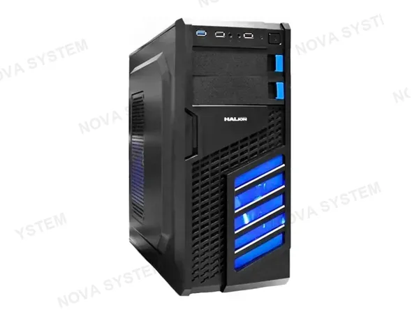 CASE HALION SCORPION 5906 FUENTE 400W (C-HA-SCORPION 5906BB) 1 VENTILADOR, LED AZUL, AZUL CON NEGRO