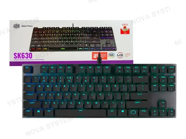 TECLADO GAMER COOLER MASTER SK630 (SK-630-GKLR1-SP) MECANICO, SWITCH RED, LED RGB, LOW PROFILE, NEGRO