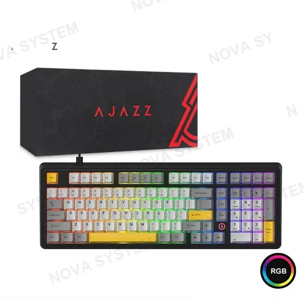 TECLADO MECANICO AJAZZ AK980 -DAYDREAM SWITCH- BLACK GRAY YELLOW-RGB -DIY -WIRED VERSION (6976412985829)