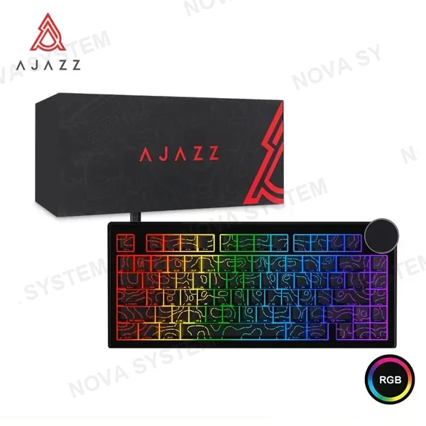 TECLADO MECANICO AJAZZ AK820 V2 ICE ISLET SWITCH ORIGINAL HEIGHT CONTOUR BLACK RGB DIY (WIRED VERSION) (6976412989872)
