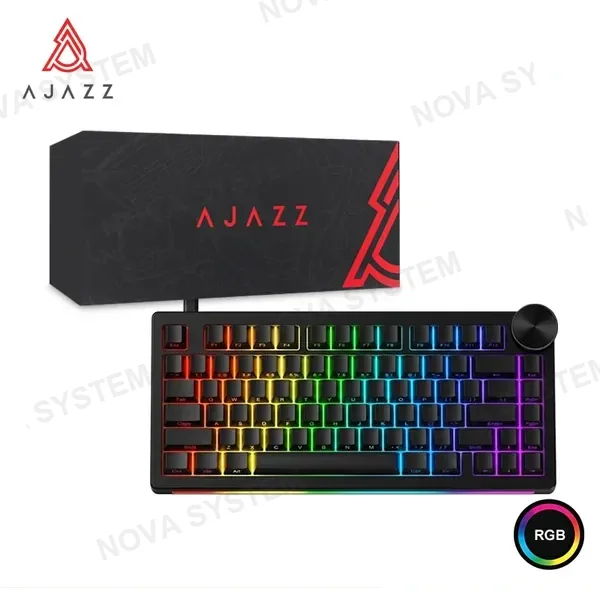 TECLADO MECANICO AJAZZ AK820 V2 ICE ISLAND SWITCH ORIGINAL SIDE-PRINTED BLACK RGB DIY (WIRED VERSION) (6976412989858)