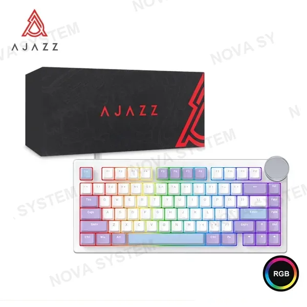 TECLADO MECANICO AJAZZ AK820 V2 ICE ISLET SWITCH ORIGINAL PURPLE WHITE BLUE RGB DIY (WIRED VERSION) (6976412989841)