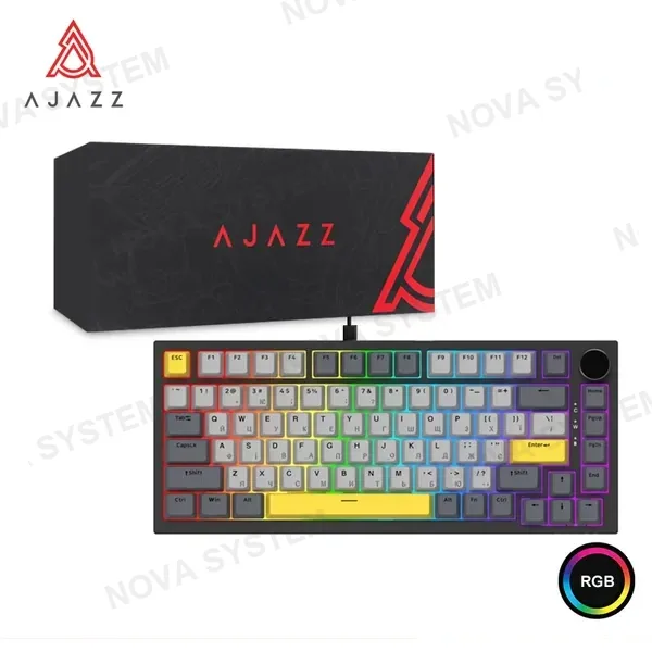 TECLADO MECANICO AJAZZ AK820- MOON SWITCH -GRAY WHITE YELLOW -RGB -DIY-WIRED (6976412980237)
