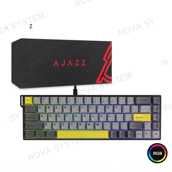 TECLADO MECANICO AJAZZ AK680 V2-ICE LSLAND SWITCH-(BLACK-GRAY-YELLOW)-RGB-DIY-WIRED (6976412988417)