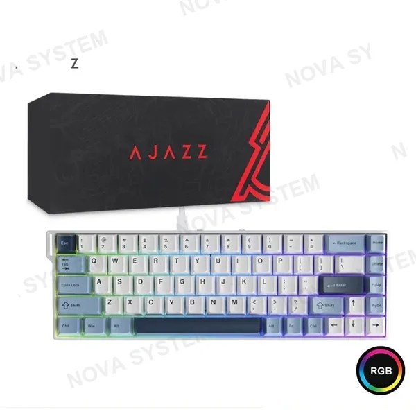TECLADO MECANICO AJAZZ AK680 V2-ICE LSLAND SWITCH-(GLACIER BLUE)-RGB-DIY-WIRED (6976412988400)