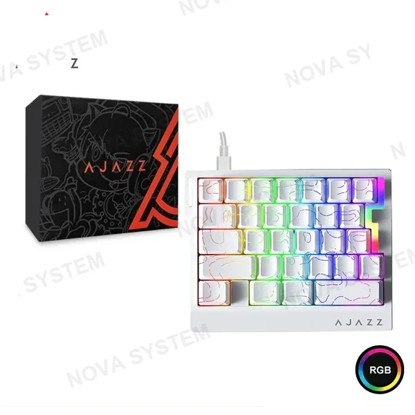 TECLADO MECANICO AJAZZ AK029- ICE LSLAND SWITCH-CONTOUR LINES (WHITE)-RGB- DIY -WIRED (6976412988967)