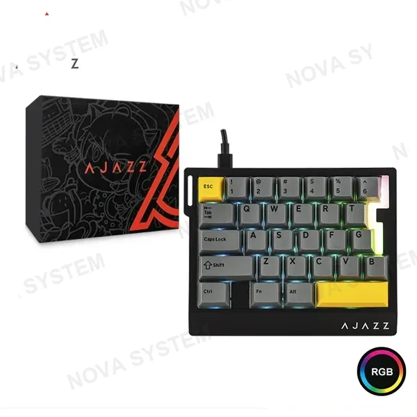 TECLADO MECANICO AJAZZ AK029- ICE LSLAND SWITCH- BLACK YELLOW- RGB- DIY -WIRED (6976412988509)