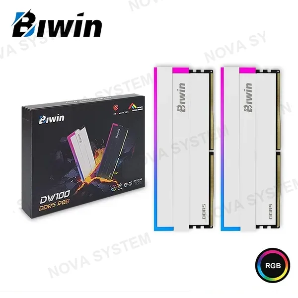 MEMORIA 32GB (16GBx2) DDR5 BIWIN DW100 WHITE OPAL RGB INTEL XMP/AMD EXPO BUS 6000MHz (PN:BXL53260DW1-D28FW) COMPUTERSHOP
