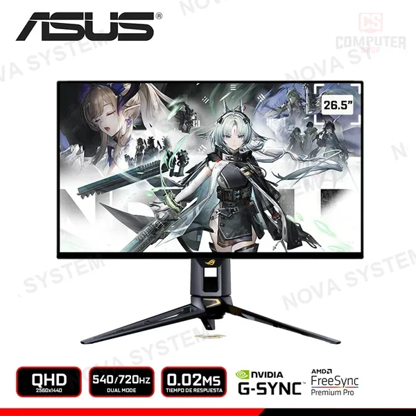 MONITOR ASUS ROG SWIFT OLED PG27AQWP-G 27" QHD 2560x1440/DUAL MODE QHD 540HZ-HD 720HZ/0.02MS COMPUTERSHOP