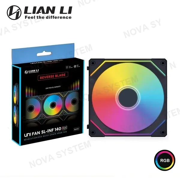 COOLER PARA CASE LIAN LI UNI FAN SL-INF 140 REVERSE BLADE BLACK RGB 140MM COMPUTERSHOP