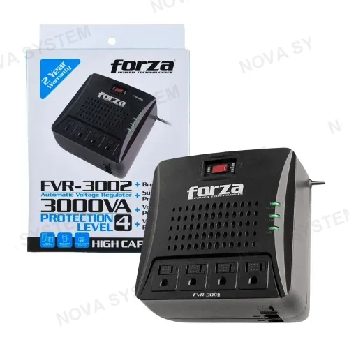 FORZA FVR-3002 ESTABILIZADOR 3000VA/1500W 4 TOMAS BLACK