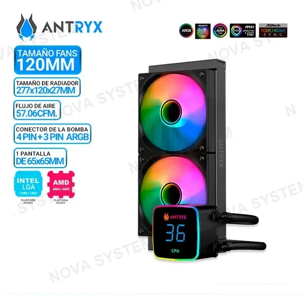 REFRIGERACION LIQUIDA ANTRYX EDGE 240 BLACK, ARGB